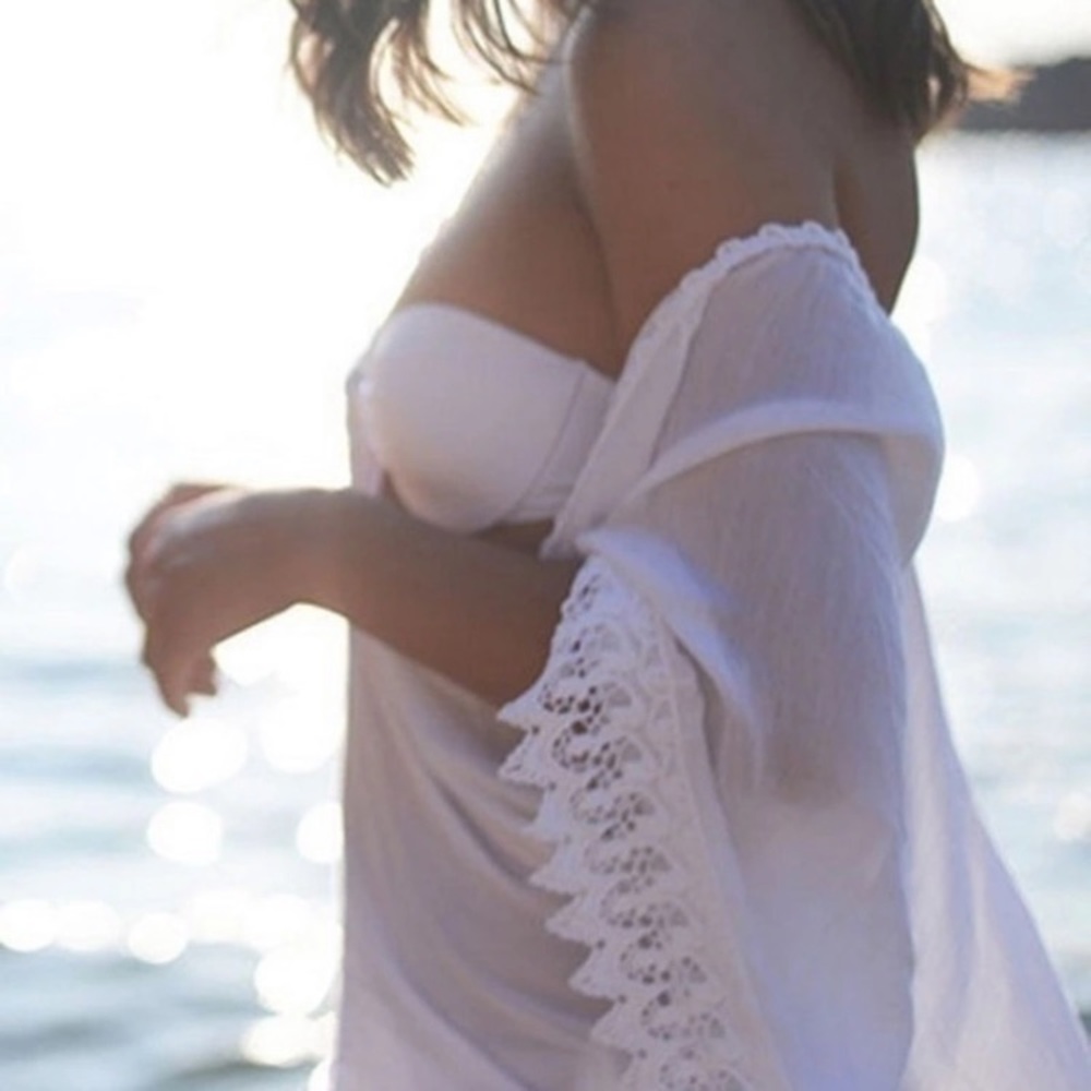 New! White Poncho Cover-Up - Picture 2 of 8